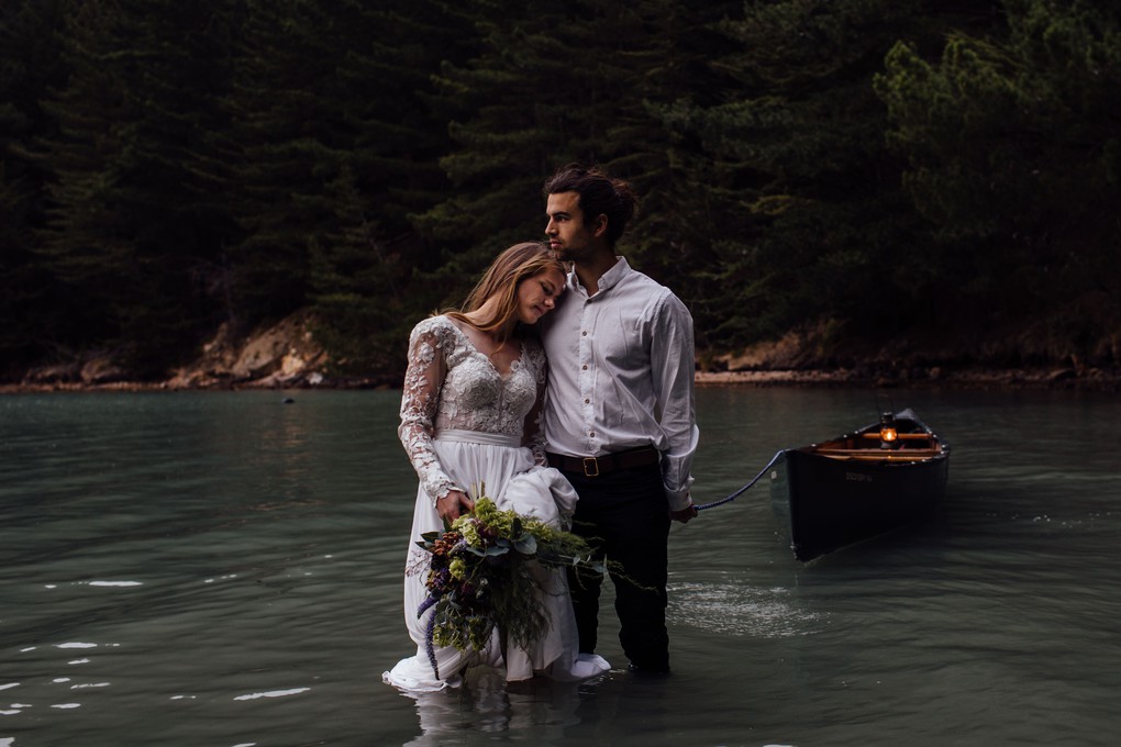 Wedding shoot in Lyttelton Harbour, Christchurch