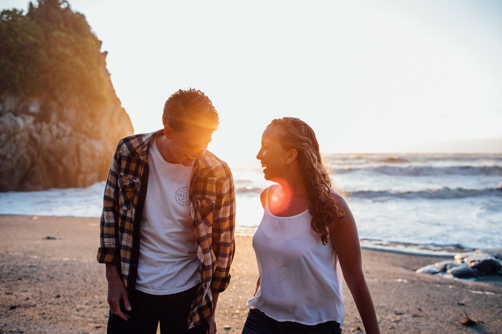 Aaron and Karla's couple shoot at sunset near Punakaiki on the West Coast of New Zealand's South Island